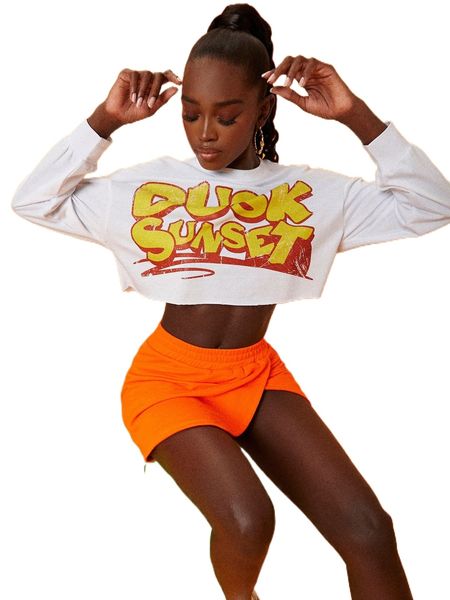 

newness letter graphic drop shoulder crop pullover b2ut#, Black