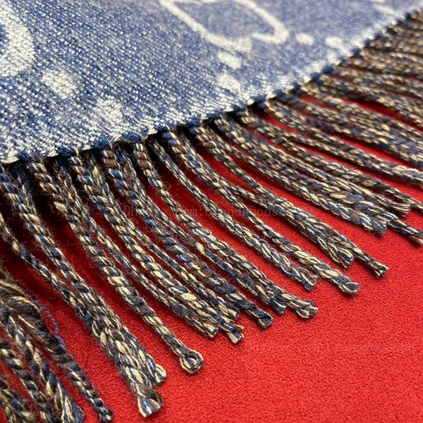 

wool denim blue letter long scarf jacquard wool designer shawl for man fashion luxury winter scarves wholesale dark colour skin-friendly war, Blue;gray
