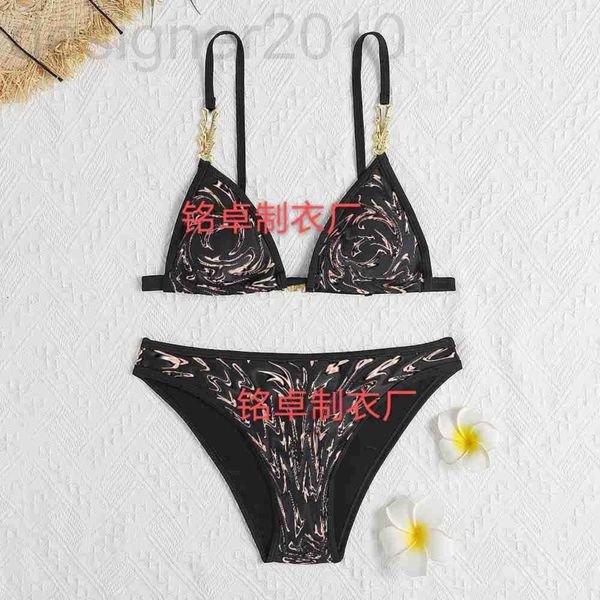 

casual dresses designer letter swimsuit triangle bag multicolor bikini split chain decoration g0vy, Black;gray