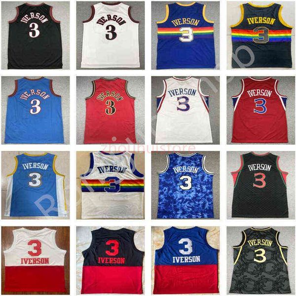 

college basketball wears mitchell ness stitched mens basketball 1990-00 retro allen 3 iverson 1999-00 1996-97 1997-98 2006-07 black blue whi