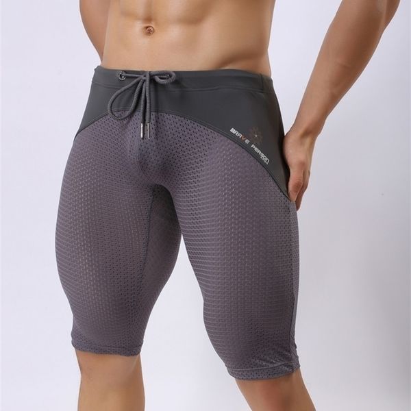 Brave pessoa estilo verão respirável malha homens apertados calções casuais bodybuilding calça sólida sexy transparente 220318