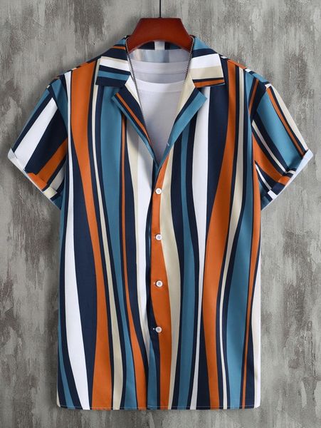

men colorful striped shirt without tee 86et#, White;black