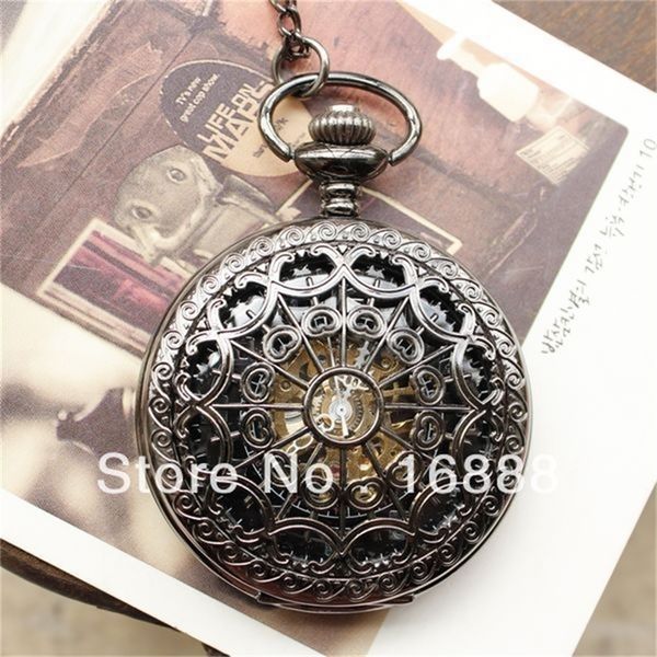 Автоматическая мода Men Pocket Watch Quartz Bronze Staine Steel Pocket Watch Ручная рука лобовое стекло подвесной кулон и женский стиль T200502