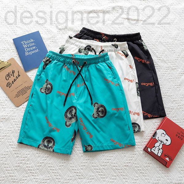 

men's pants designer bear manyin sports shorts men's trendy street hip hop summer loose and versatile student couple capris 0bk2, Black