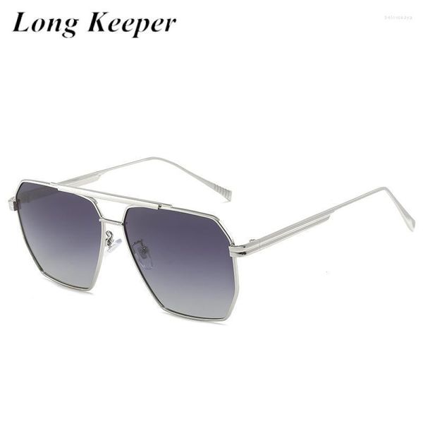 Güneş Gözlüğü Erkekler Pilot Poligon Metal Büyük Çerçeve Polarize Güneş Gözlükleri Kadın Retro Shades Flat Top Gözlük Gradient De Sol HombreSunglasses Belo