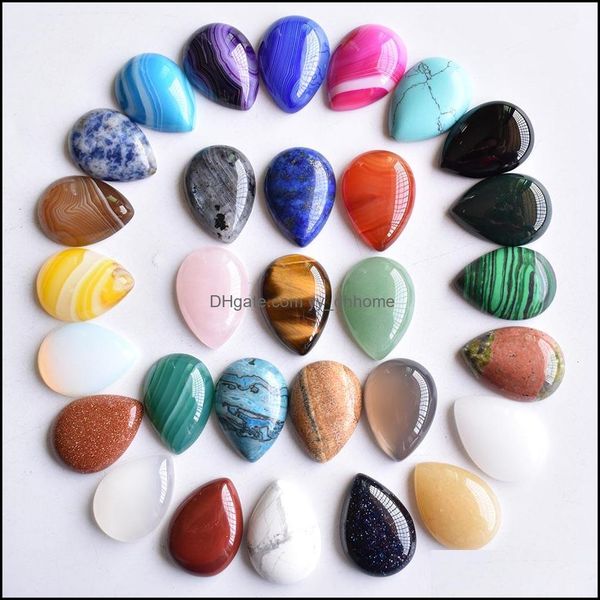 

stone loose beads jewelry natural 18x25mm teardrop opal rose quartz tigers eye turquoise cabochons flat back for ne dhozt, Black