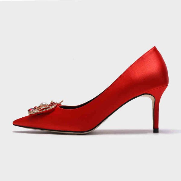 

sandals spring xiuhe wedding dress two bridal shoes square buckle thin heel red high-heeled female, Black