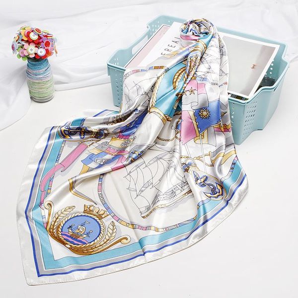 

printed scarves for women spring summer professional airline stewardess scarf, Blue;gray