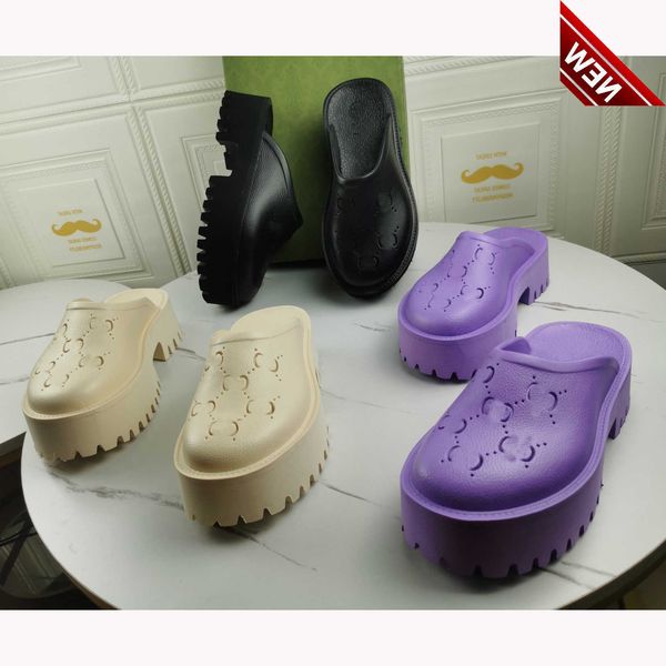

designer women hole slippers mens rubber sandals 5cm/2.5cm luxury thick bottom eva shoes summer beach increased platform non-slip casual, Black