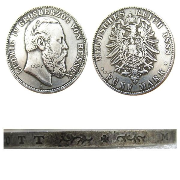 

de26 german 5 mark 1888 silver plated craft copy coin brass ornaments home 3162