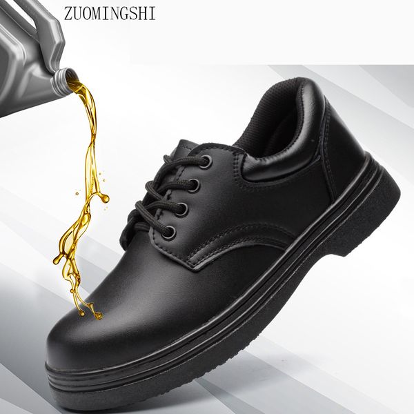 

safety shoes men skid proof anti break waterproof oil resistant kitchen workers shoes protective shoes chelf, Black;red