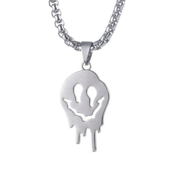 

hip hop trend simple jewelry personality creative couple necklace korean version of the new cold wind retro funny pendant chain, Silver