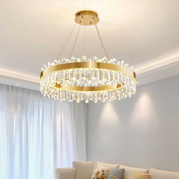 Кристалл светодиодные люстры подвесной светильник для гостиной столовая спальня дома золото мода современное украшение висячие люстры освещение