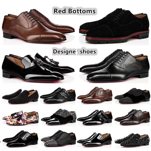 

gentleman dandelion bottom spikes shoe loafers party wedding designer black leather dress shoes for mens slip on flats sole with box siz dre