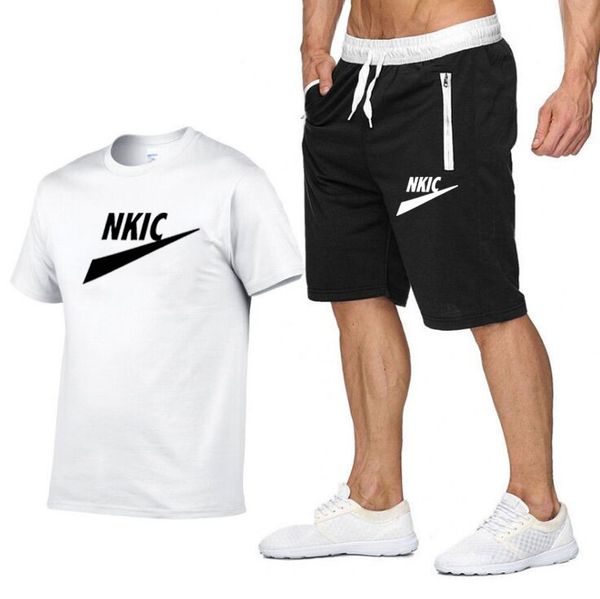 Summer Men Short Set Tracksuit Sportswear 100% Baumwoll-T-Shirt und Shorts zweiteilige Freizeitkleidung atmungsaktive Laufanzug S-XXL