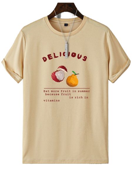 

men fruit & slogan graphic tee z1vr#, White;black