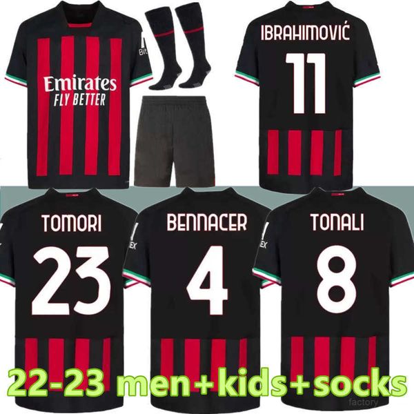 

fans player ibrahimovic 21 22 23 soccer jersey ac milans giroud r.leao bennacer theo romagnoli florenzi tonali rebic 2022 2023 football, Black;yellow