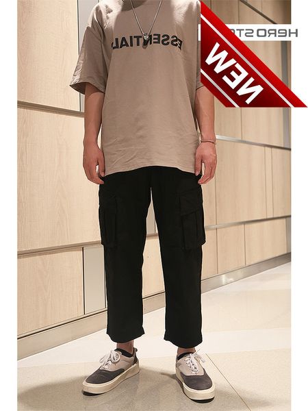 

50% off discount s fog summer overalls men's korean ins loose fashion pai gow versatile straight casual pants factory direct sale, Black