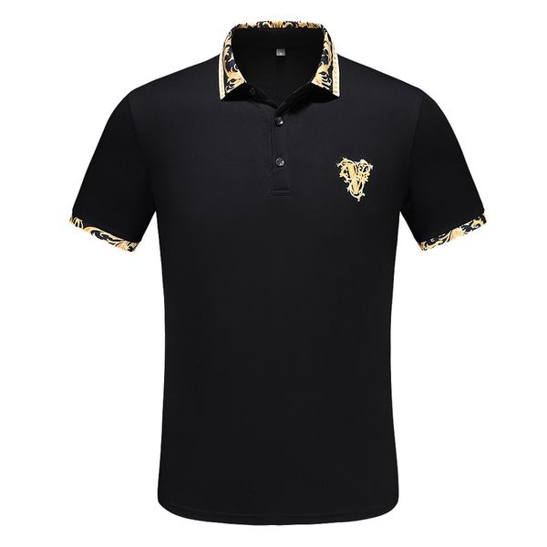 

embroidery short-sleeved polo shirts men's summer british fashion men's cotton lapel knitted polo shirt 220610, White;black
