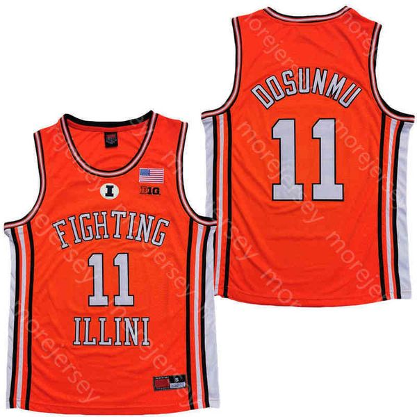 

illinois new ncaa fighting illini college basketball jersey 11 ayo dosunmu orange all stitched and embroidery men youth size, Black