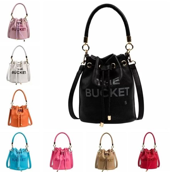 Famous The Bucket Bags Bolsa de mão de grife Bolsa tiracolo da moda Baldes de cordão PU multicolorido de alta qualidade