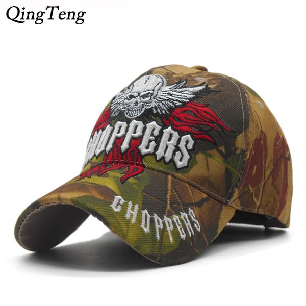 Gestickte Schädelkappe Männer Tarnung Jagd Baseball s Taktischer Stil Lässiger cooler Papa Hut Angeln Knochen Casquett 220513