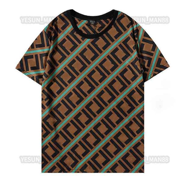

designer luxury fends classic fende summer t shirt ff stripe color matching printed mens and womens couple loose short sleeve tee, White;black