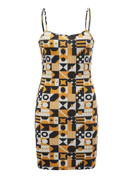 

x orcorum geo print backless cami dress q8xn#, Black;gray