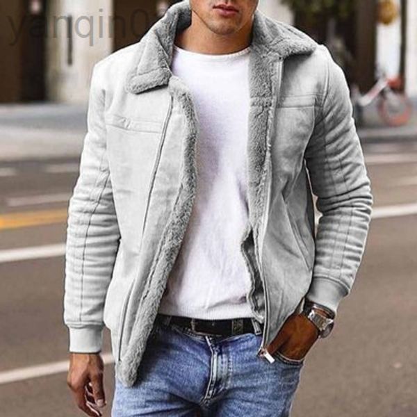 Lederjacke Herren Streetwear Casual Men Kleidung Kleidung Reißverschluss Haariger Kragen Mantel Herbst Winter Verdickung Outwear Fell All-in-One Top L220801