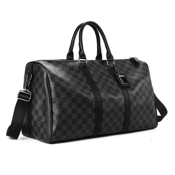 

duffel bags 2022 large capacity men's and women's travel bag trend short distance diagonal cross korean plaid handbag single shoul