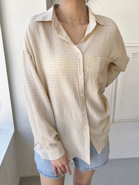 

dazy plaid pocket front drop shoulder blouse u7fz#, White