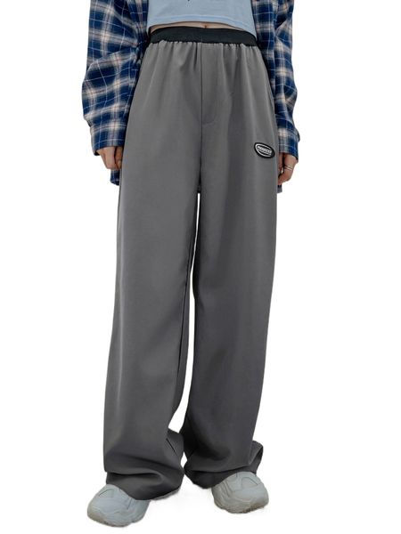 

dazy slogan patch detail slant pocket pants g7vc#, Black;white