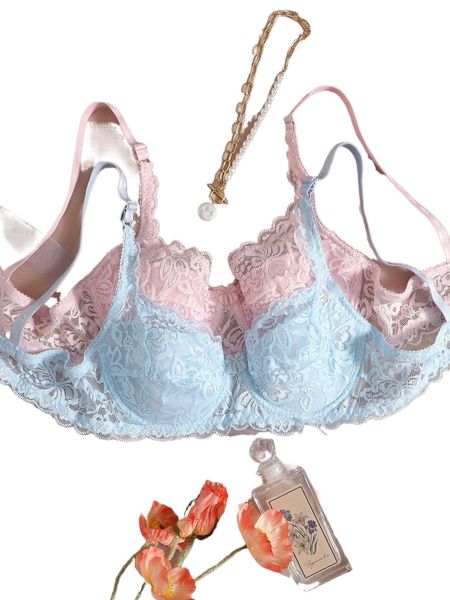 

2pack floral lace bra u2nl#, Black;red