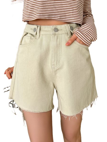 

dazy raw hem slant pocket denim shorts z7hx#, White;black