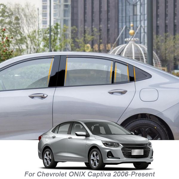 6pcs Car Window Center Starp Sticker PVC Триминация против царапин для Chevrolet Onix Captiva 2006-Present Auto Accessories