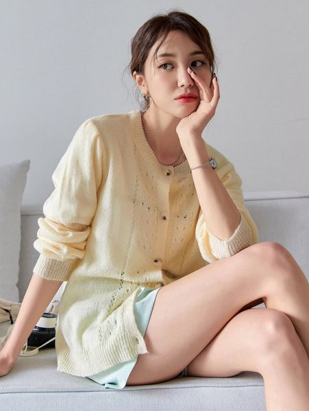 

dazy eyelet detail button front cardigan k4nj#, White;black