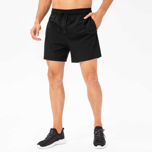 

lu-09 men's shorts summer loose sports capris breathable lined elastic short underwear quick drying fitness casual running patns gym le, White;red