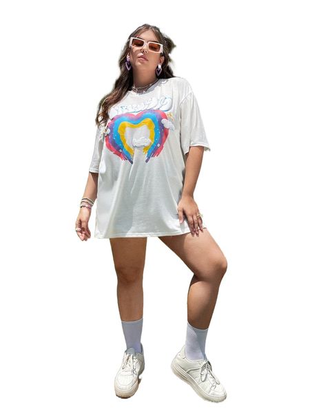 

plus clouds and letter graphic drop shoulder tee w9jt#, Black