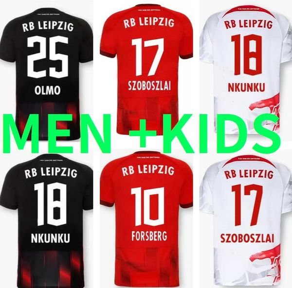 

21 22 23 nkunku silva soccer jersey 2021 2022 2023 football shirts haidara olmo szoboszlai poulsen klostermann forsberg laimer adams hommes, Black;yellow