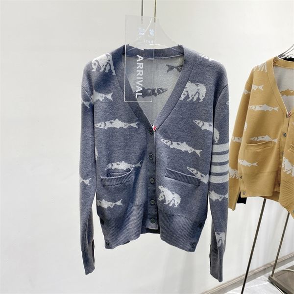 

71% off 2022 summer new trendy men's and women's clothing fish bear cardigan, White
