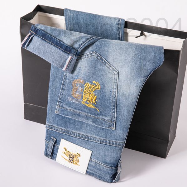 

men's jeans designer light blue jeans men's leggings summer thin print elastic versatile slim fit pants tsnz