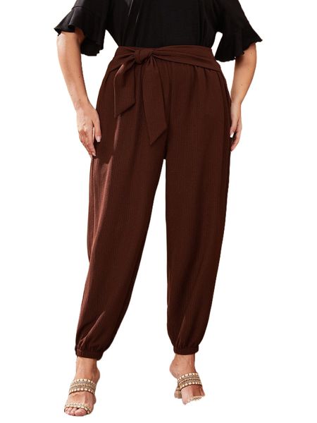 

plus knot front carrot pants x7c1#, Black