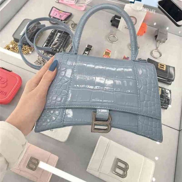 

2022 balencaigabag women handbags designer net red b home hourglass leather women's crocodile pattern single shoulder mini portable gen