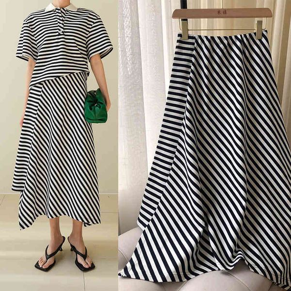 

skirts p230245 irregular stripe elastic waist skirt women's yuan, Black