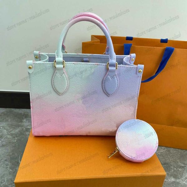 

summer 2022 onthego pm spring in the city tote bag m59856 sunrise pastel monograms tie dye handle bags luxury handbag women designer