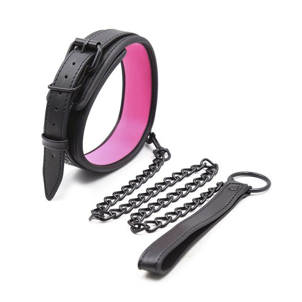 

leather slave bdsm collar with leash games bondage restraint neck cuffs fetish erotic toys for women men beauty items