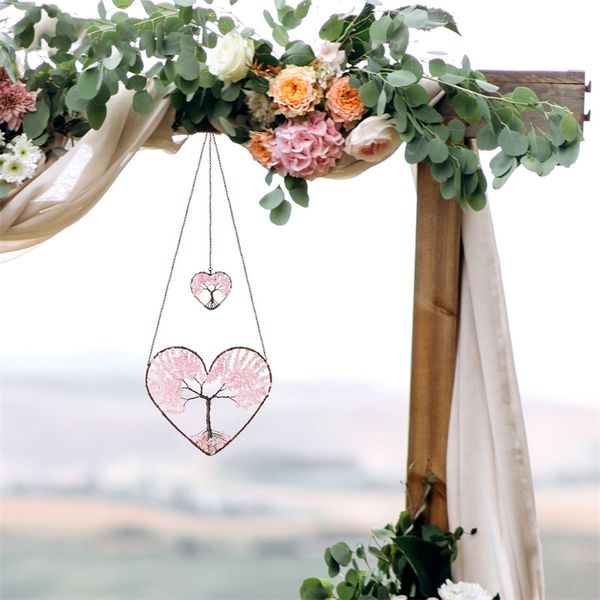 

new healing double heart tree of life hanging pendants necklace ornament chakra feng shui gemstones spiritual meditation garden wedding home, Silver