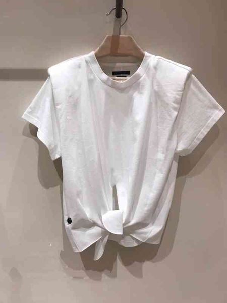 

women's t-shirt french minority spring summer round neck irregular tie knot cotton loose short sleeve t-shirt women, White