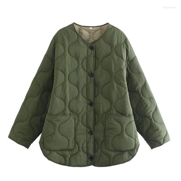 Jackets femininos Mulher elegante Exército de manga longa de manga longa Jaqueta de trespassada 2022 Autumn moda feminina o pescoço damas casuais safra