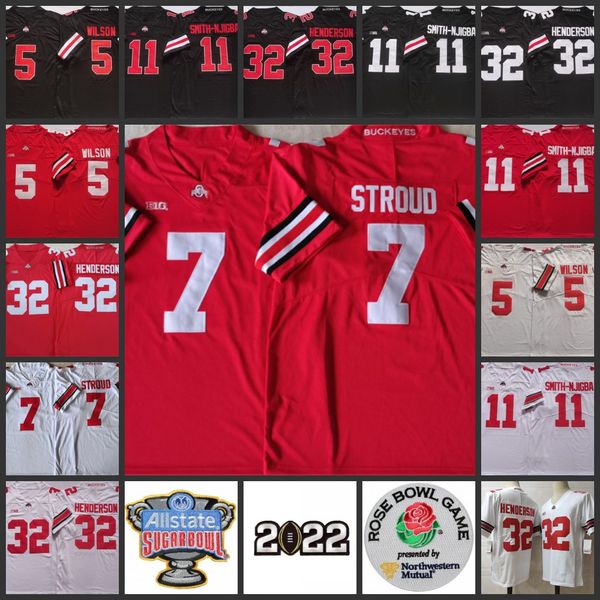 

2022 ncaa ohio state buckeyes stitched football jersey 7 dwayne haskins jr. 5 garrett wilson 11 jaxon smith-njigba 32 treveyon henderson jer, Black